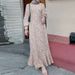 Bohemian Floral Maxi Dress With Modest Long Sleeves – Muslim-Friendly Loose Fit Dress, Polyester Flowy Hijab Dress (Black Print, Beige Print)_ecoleips.com