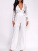 Women's Stylish Jumpsuit With V-Neck & Lace Detail - Elegant One-Piece Romper For Casual & Evening Wear_ecoleips.com