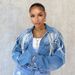 Women's Denim Jacket With Pearl Embellishments – Trendy Oversized Vintage Coat, Handcrafted Beaded Details For Streetwear & Casual (Blue, S-2xl)_ecoleips.com