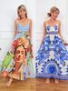 Women's Floral Print V-Neck A-Line Slip Dress - Elegant Summer Sleeveless Sundress For Casual And Special Occasions_ecoleips.com