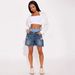 Women's Unique Patchwork Denim Shorts Faux Two Piece Bottoms Ready Stock_ecoleips.com