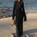 Women's Clothing Sexy Long Solid Color Perspective New Long Sleeve Floor Length Dress Beach Dress_ecoleips.com