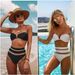 High-Waisted Bikini Set With V-Neck & Mesh Insert – Sexy Swimwear With Underwire Support & Adjustable Straps – Retro Pin-Up Style For Beach & Pool_ecoleips.com