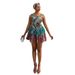 Summer New Fashionable Colorful Printed Dress For Women Spaghetti Strap Slim Waist Short Dress_ecoleips.com