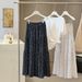 Black Floral Print Midi Skirt for Women Korean Style High Waisted Slimming A-Line Hip Covering Elegant Versatile Summer 2026_ecoleips.com