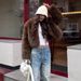 Women's Faux Fur Coat Spring Fashion Oversized Streetwear Jacket With Pockets, Lapel Collar, Polyester Outerwear For Casual Outfit (Brown, XS/S/M/L)_ecoleips.com