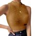 Fuzzy Vest Sleeveless Top Women's Spring Fall Layering Piece Faux Mink Fur Halter Neck Slim Fit Pure Y2K Streetwear Casual Tops_ecoleips.com