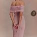 Women's Off Shoulder Solid Color Knit 3D Floral Bodycon Maxi Dress – Elegant Resort Party Gown_ecoleips.com
