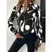 Aria Basics Aria Basics In-stock European And American Cross-border Foreign Trade Women's Printed Notched Collar Casual Long-sleeve_ecoleips.com
