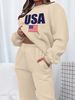 Women's Autumn/Winter Hip Hop Casual Street American Flag Pattern Printed Round Neck Sweatshirt+Sweatpants Warm Set-657_ecoleips.com