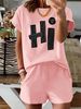 Women’s 2 Piece Outfit Set – Oversized Graphic T-Shirt And Biker Shorts Matching Set, Casual Summer Lounge Tracksuit For Daily Wear-294_ecoleips.com