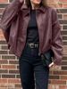 2027 Fashion European-USA Style Outerwear Vintage Coat Women Lapel Pure Color Bomber Batwing Sleeves Soft Suede-Like Texture Streetwear Zip-Up Jacket_ecoleips.com