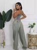 Women's Distressed Denim Wide-Leg Jumpsuit Two Piece Set With Tube Top And High Waist Washed Jeans_ecoleips.com