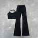 Women's Clothing Women's High Intensity Workout Set Sporty Solid Color Yoga Outfit High Elasticity Slightly Flared Pants_ecoleips.com