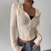 Women's Slim Fit Knitted Cardigan Autumn/Winter Style Sports Sweatshirt Short Zipper Hoodie Top_ecoleips.com