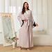 Women's Muslim Style Color-Block Cardigan Robe Abaya Dubai Saudi Arabia Long Dress_ecoleips.com