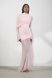 Pink High Neck Asymmetrical Long Dress Mesh Paneling French Style Women's Fairy Like Thin Summer Clothing_ecoleips.com