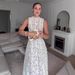 Elegant White Lace Maxi Dress - Sleeveless High Neck Bohemian Style Dress For Women, Breathable And Chic_ecoleips.com