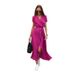 Summer V Neck Printed Dress Women's Tie Waist Casual Maxi Dress_ecoleips.com
