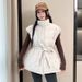 Women's Long Vest Coat With Belt Stand Collar Loose Fit Casual Outerwear For Autumn Winter Fashion Trends_ecoleips.com