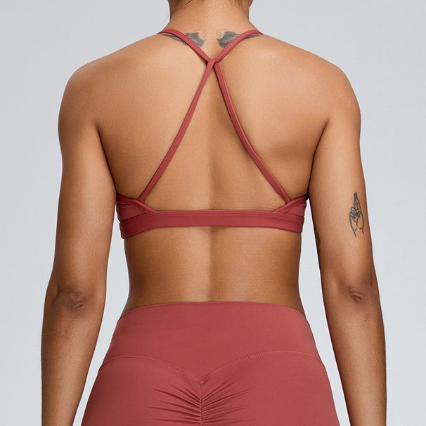 Women's Clothing Beauty Back Yoga Bra Women's V Neck Gathered Sports Underwear Tight Outer Wear Running Fitness Vest_ecoleips.com