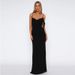 Women's Sexy Low Cut Solid Color Dress European American Style Summer New French Temperament Backless Suspender Dress_ecoleips.com