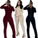 Women's Ribbed Striped Sweatshirt & Pants Set - Urban Sporty Outfit For Autumn & Winter, Fashionable Casual Loungewear_ecoleips.com