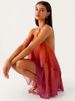 Mozision Gradient Halter Backless Sexy Mini Dress Women Gown Elegant Mesh Zipper Off-shoulder Sleeveless Club Party Dresses_ecoleips.com
