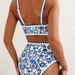Women's Clothing Bikini Set Floral Print 2 Piece Swimsuit High Waist Low Round Neck Swimsuit_ecoleips.com