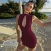 2025 Autumn Winter New Fashion Sexy Hollow Out Slim Back Zipper Bodycon Dress For Women Wholesale_ecoleips.com