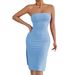 Summer Strapless Slit Slim Fit Bodycon Long Dress for Women European American Fashion Sexy Clothing_ecoleips.com
