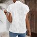 Women's Clothing New Cotton Jacquard Shirt Tops Hot Style Stand Collar Lapel Casual Short Sleeve_ecoleips.com