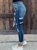 Distressed Skinny Jeans For Women – High-Stretch Denim With Ripped Details (S-4XL, Dark Blue, Punk & Streetwear Style)_ecoleips.com