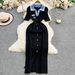 Women's Polo Collar Split Hem Dress - Slim Fit Knit Long Dress With Embroidered Lettering, Short Sleeve Casual Dress For Spring & Summer_ecoleips.com