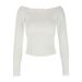 AC429 New Casual Comfortable Solid Color Long Sleeve Pure Desire Ruffle Off-Shoulder Top For Cross-Border_ecoleips.com