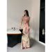 Elegant Dress With Irregular Printed Long Skirt For Women_ecoleips.com