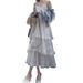 Pure Desire Style White Strap For Women, New Spring/Summer Beach Vacation Elegant Draped Sweet Long Dress_ecoleips.com