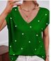 Women's Clothing T-Shirts Loose V Neck T-Shirt Heart Print Short Sleeve Regular Fit Top_ecoleips.com