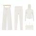 Women's Clothing Women's Y Shaped Vest Hooded Jacket Cropped Straight Leg Pants Four Piece Set Slim Fit Outerwear Stretch Clothing Sportswear_ecoleips.com