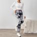 Women's High Waist Lambswool Printed Leggings Winter Fleece Lined Thick Outerwear Pockets Warm Cotton Pants Extra Thick_ecoleips.com