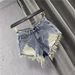 European And American Style Slim Fit Ripped Pocket Tassel Frayed Vintage Color Denim Shorts Sexy Low Waist A-Line Hot_ecoleips.com