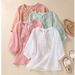 Women's Clothing Retro Cotton And Linen Embroidered Shirt Summer V Neck Slim Simple Solid Color Three Quarter Sleeve Top_ecoleips.com