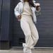 Women’s Hooded Knit Sweater & Pants Set – Solid Color Loungewear (S-XXL) – Cozy Polyester-Spandex Outfit_ecoleips.com