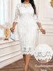 Plus-Size Women's Elegant Lace Dress_ecoleips.com