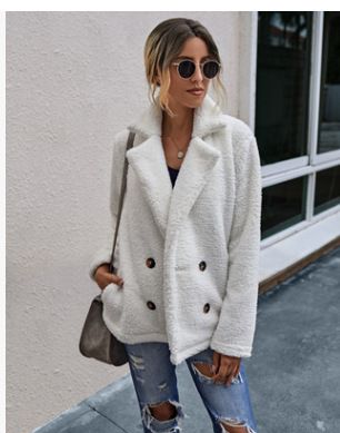 Elegant Button-Down Blazer Coat For Women – Stylish Winter Outerwear With Pockets & Faux Fur Trim, Slim Fit, Long Sleeve, Office & Casual Wear_ecoleips.com