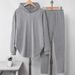 Women's Casual Hooded Lounge Set Long Sleeve Pants Two-Piece Outfit Soft Comfortable Pullover Jogger Pajamas For Home Relaxation_ecoleips.com