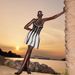 European American Bandage Dress Socialite Elegant Sexy Black And White Striped Backless Halter Neck Evening Gown_ecoleips.com