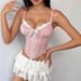European And American Sexy Wrapped Chest Mesh Splicing Lace Bra Cotton Hot Girl Fishbone Suspenders Inner Wear Outer Wear Top_ecoleips.com