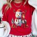 European And American Cross-border Foreign Trade Women's Clothing Christmas Snowman Print Round-neck Short-sleeve_ecoleips.com