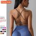 European New Cross Back Yoga Bra Women's Yoga Clothes Top Sports Underwear Outdoor Running Fitness Bra_ecoleips.com